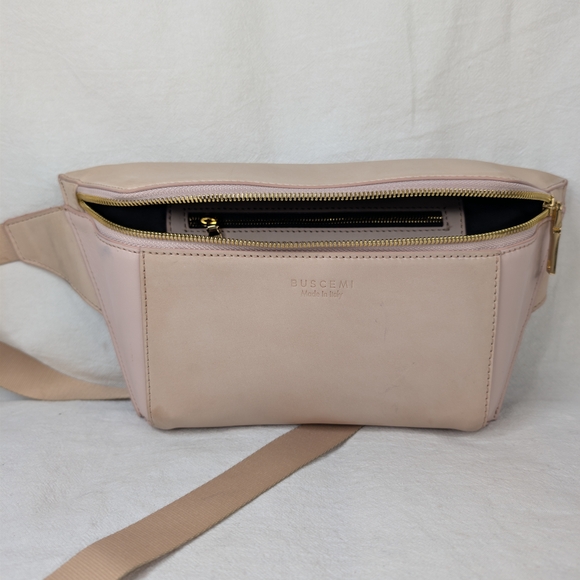 BUSCEMI Luxury Taupe Leather Belt Bag Fanny Pack Gold Buckle Made in Italy - Picture 15 of 15